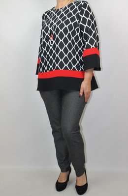 Блуза Jovenna Чорно-білий з червоним цвет (JV2907-48)